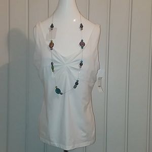 New York & Company white tank with shelf bra